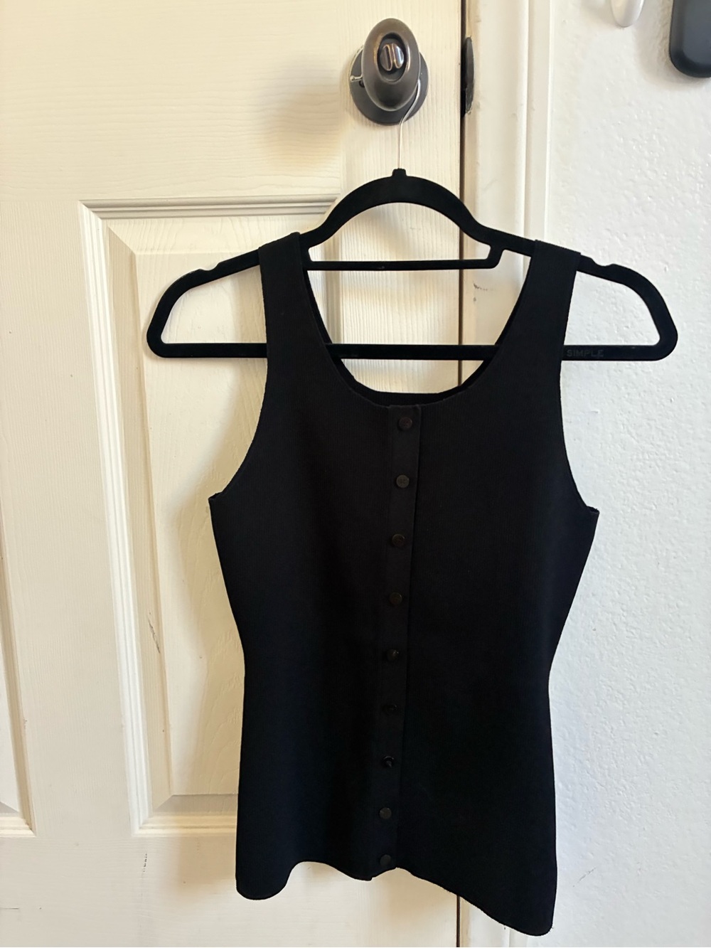 Theory Black Sleeveless Button-Front Mini Dress